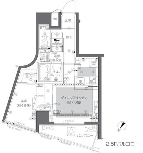 ZOOM渋谷神山町(1DK/2階)の間取り写真