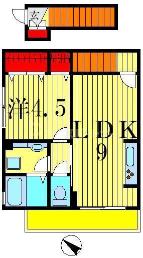 ドルフクレセント七番館(1LDK/2階)の間取り写真