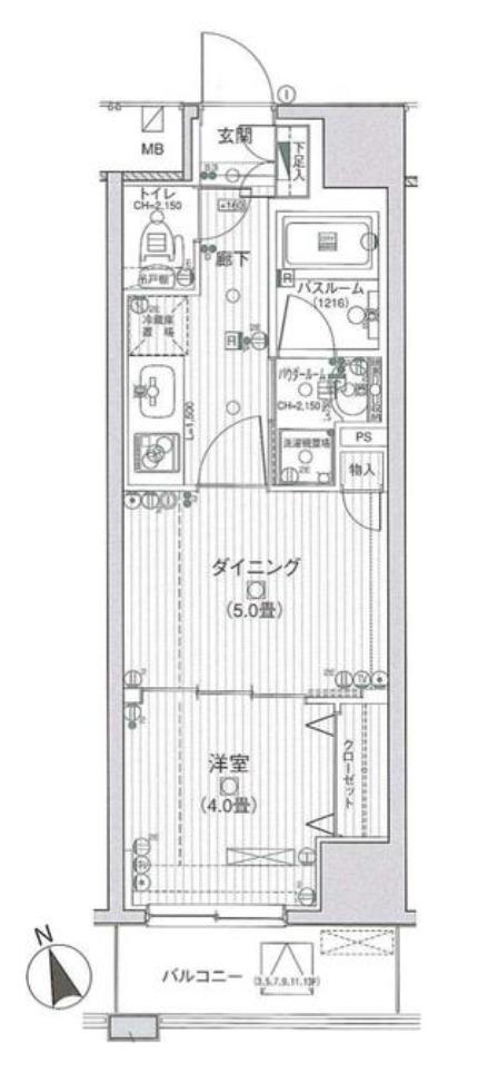 日神デュオステージ浅草(1DK/5階)の間取り写真
