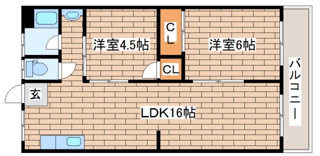 一王山グランドハイツ(2LDK/2階)の間取り写真