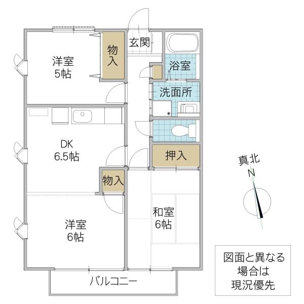 サマックスQI(3DK/2階)の間取り写真