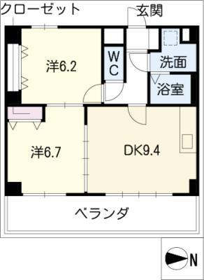 エミュールアサイ(2DK/2階)の間取り写真