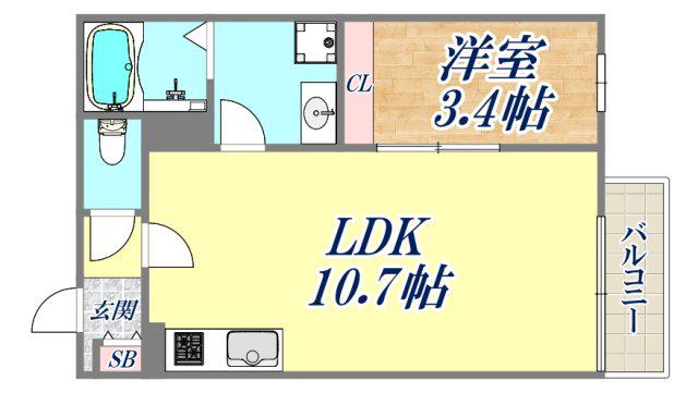リブレメゾン東鳴尾1(1LDK/2階)の間取り写真