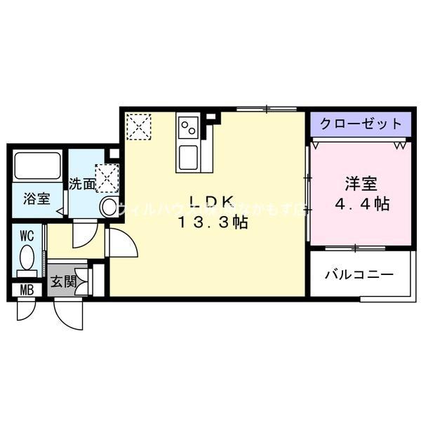 ALIVIO堺高松(1LDK/1階)の間取り写真
