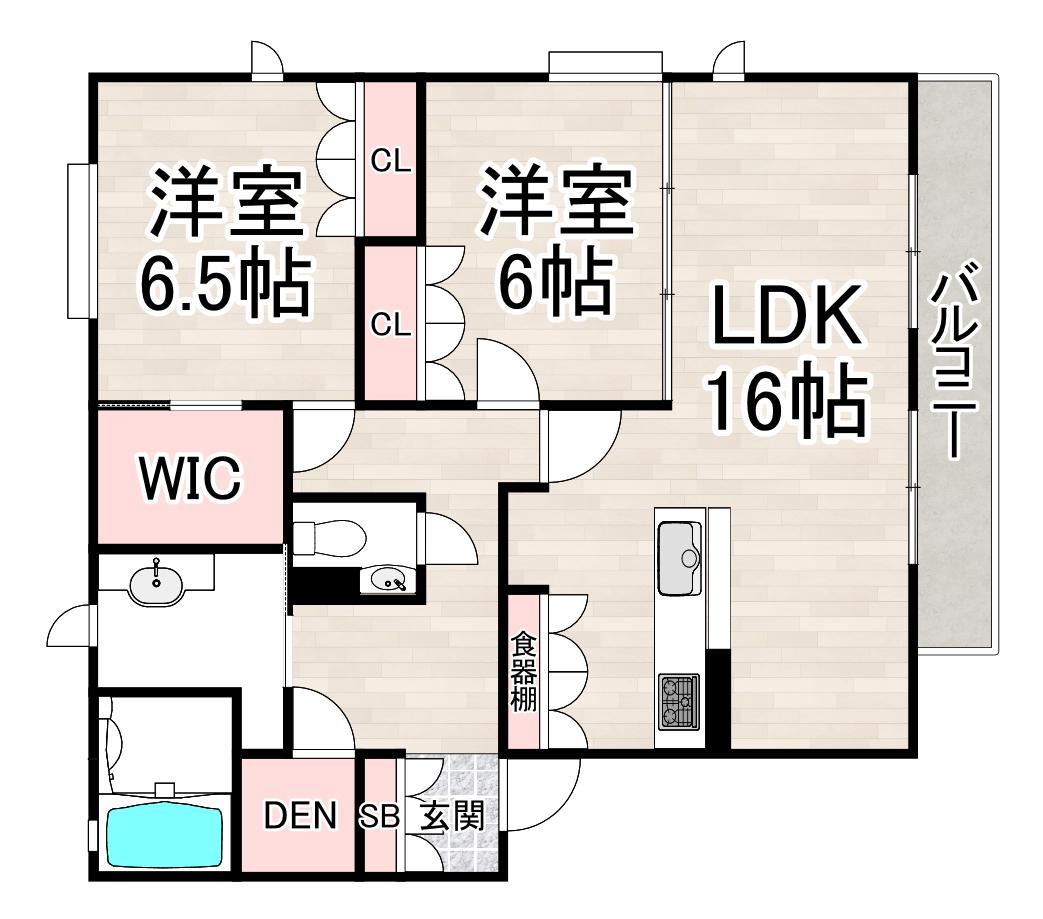 DAIKENN武庫之荘 オストF(2LDK/1階)の間取り写真