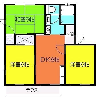 メゾンKUNIHARA C(3DK/1階)の間取り写真
