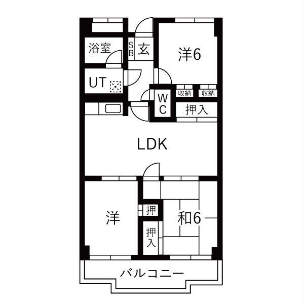 パレス宝神(3LDK/2階)の間取り写真