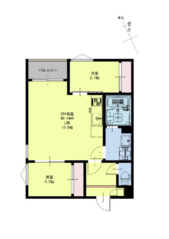 REGALEST ARBRE宮城野(2LDK/2階)の間取り写真