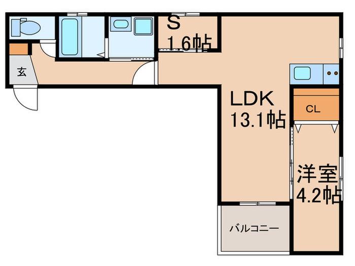 ロイズ空港前(1SLDK/4階)の間取り写真