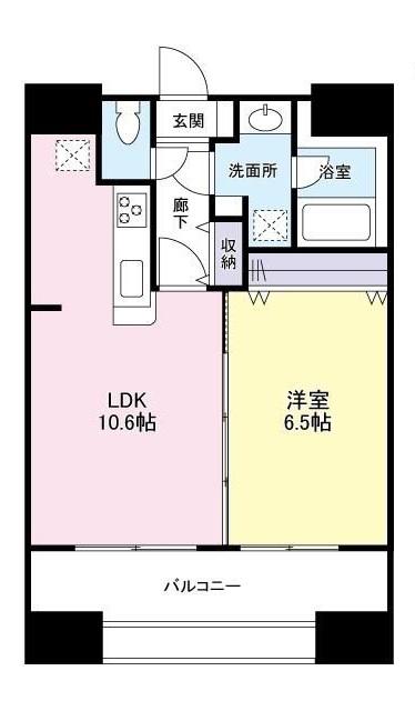 グランドール浦和岸町(1LDK/12階)の間取り写真