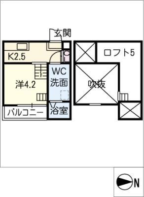 エミューロ(1K/1階)の間取り写真
