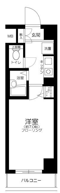 菱和パレス三田慶大前(1K/6階)の間取り写真