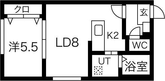 グランループ西野(1LDK/1階)の間取り写真