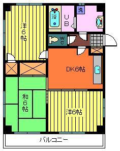 KSビル(3DK/5階)の間取り写真