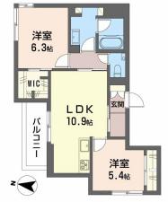 SHAMAISON GARDENS 旭が丘II(2LDK/2階)の間取り写真