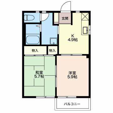サンライフ軽井沢(2K/2階)の間取り写真