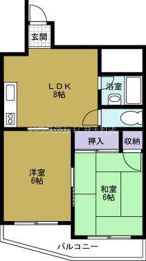 ノーブル夕凪(2LDK/2階)の間取り写真