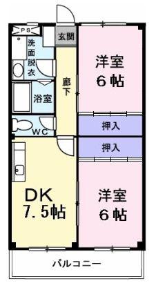 シアトリカルみずほ台III(2DK/4階)の間取り写真