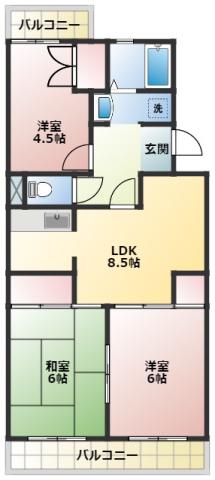 アーバンビレッジ(3DK/1階)の間取り写真
