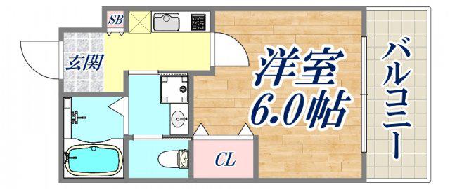 レーヴメゾン尼崎大物(1K/5階)の間取り写真