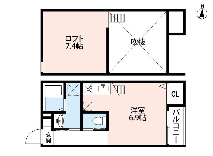 ESCADA SOGA(ワンルーム/2階)の間取り写真
