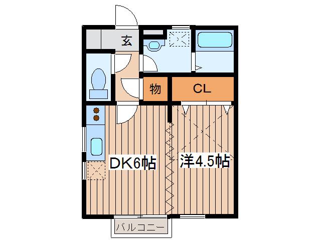 クラリス・コム(1DK/2階)の間取り写真