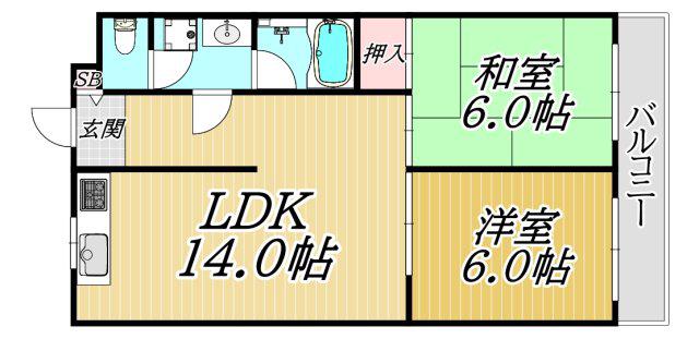 ローレルハイム(2LDK/3階)の間取り写真