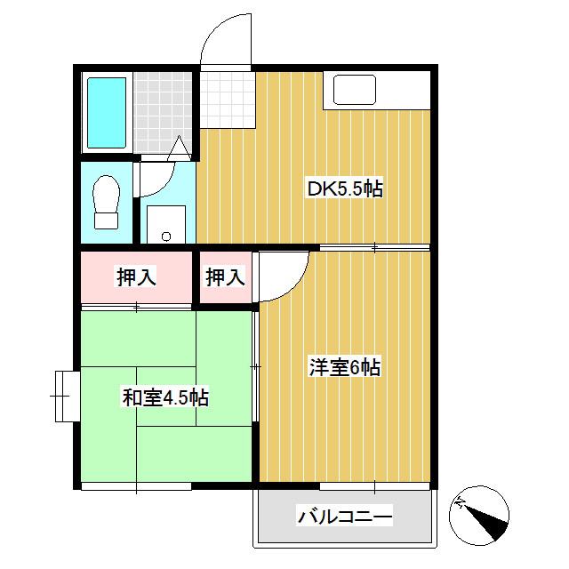 ハイツひまわり(2DK/2階)の間取り写真