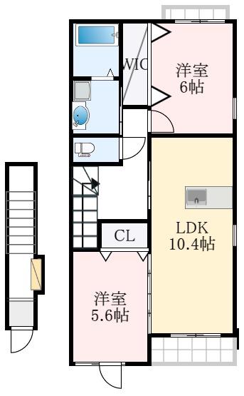 サンリット カーサ(2LDK/2階)の間取り写真
