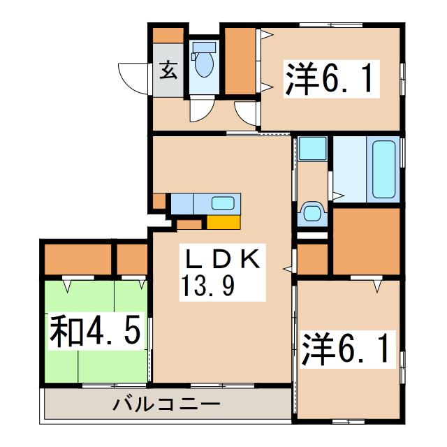 セジュールコート(3LDK/3階)の間取り写真