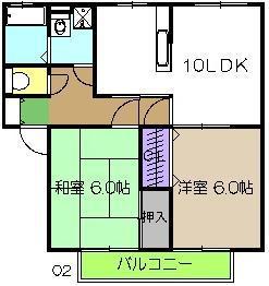 エクレール C棟(2LDK/2階)の間取り写真