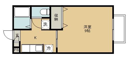 フィレンツェI(1K/1階)の間取り写真