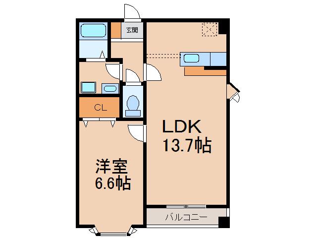 ラフィネ(1LDK/2階)の間取り写真