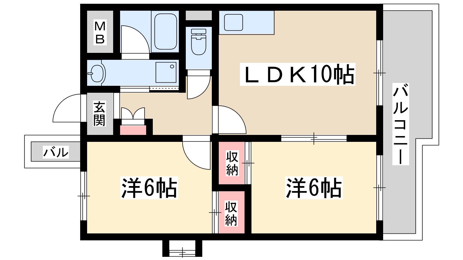 フルーブシャトー(2LDK/5階)の間取り写真