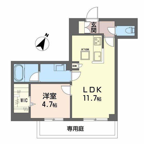 ECRAGE TAKASU(1LDK/1階)の間取り写真