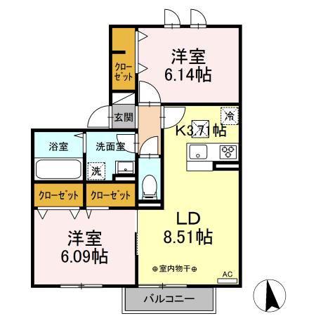ドエルSEN I(2LDK/1階)の間取り写真