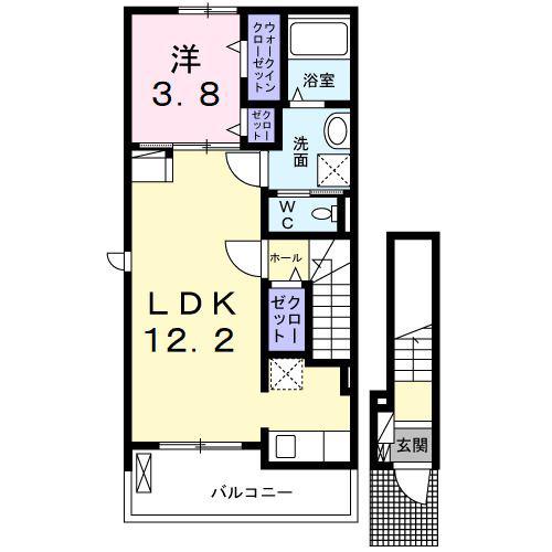 レコンフォール・K(1LDK/2階)の間取り写真