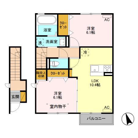 エトワール古瀧I(2LDK/2階)の間取り写真