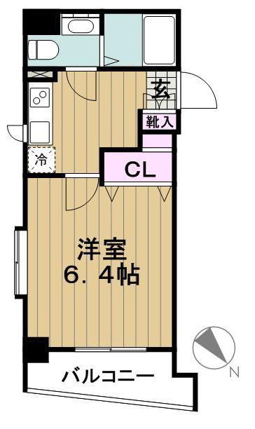 エコロジー都立大学レジデンス(1K/6階)の間取り写真