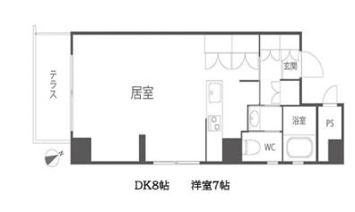 レジデンスアンドウ(1DK/5階)の間取り写真