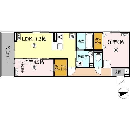 TORISIA上代(2LDK/3階)の間取り写真