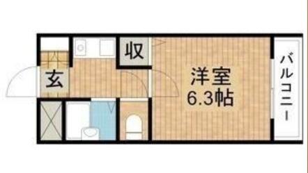 サンロレア1号館(ワンルーム/2階)の間取り写真