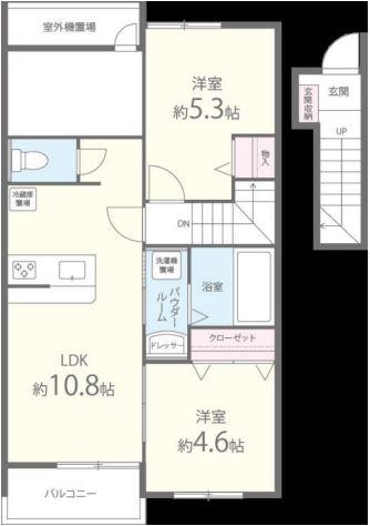 BENESTA久留米(2LDK/2階)の間取り写真