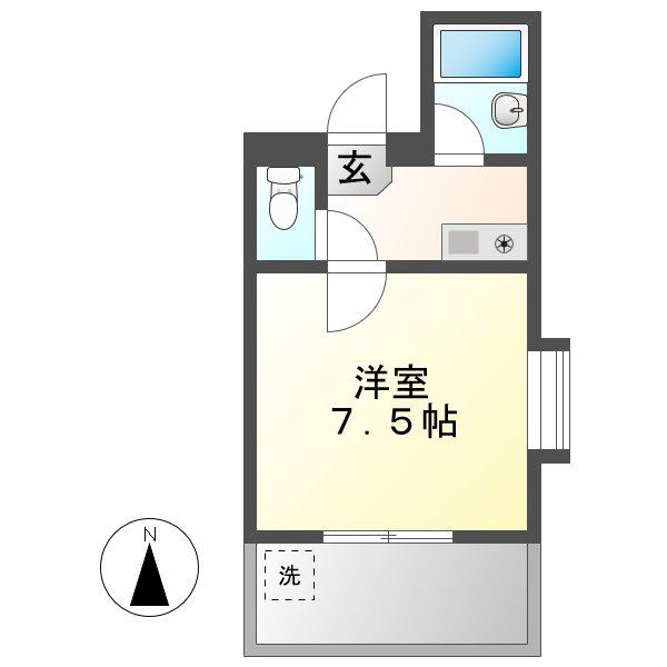 アルカディア御器所(1K/1階)の間取り写真