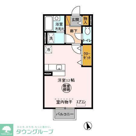カンパーニュ(ワンルーム/2階)の間取り写真