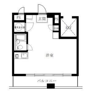 ハイツ新富町(ワンルーム/6階)の間取り写真