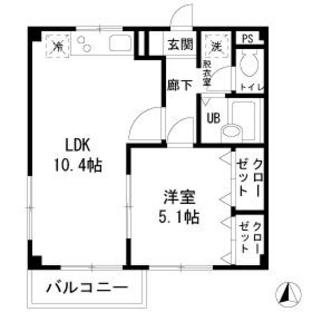 エステートピア深沢(1LDK/3階)の間取り写真