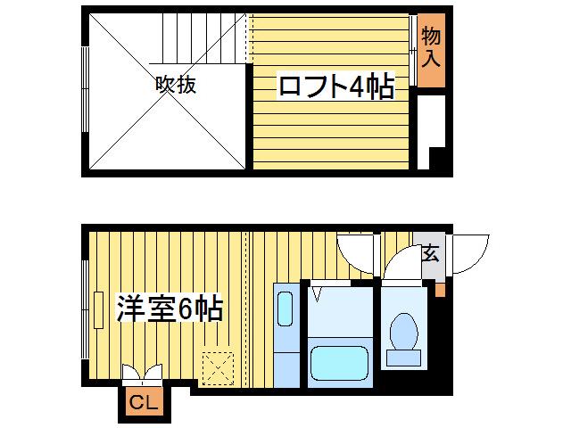 ハイヴィレッヂI(1K/3階)の間取り写真