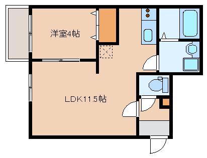 LA CASA FELICE和白(1LDK/3階)の間取り写真