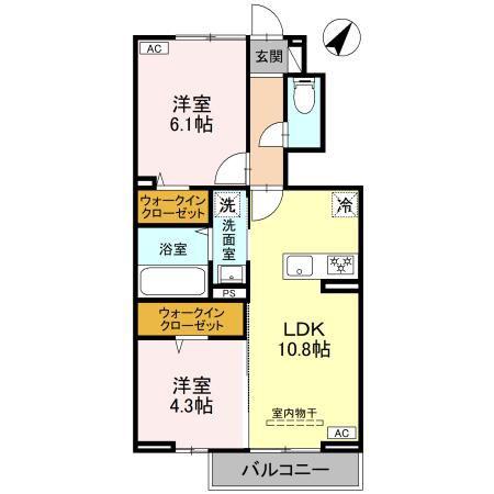 CLASSEUM桶川泉V V(2LDK/1階)の間取り写真